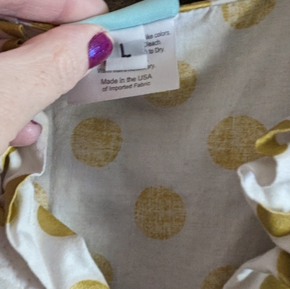 White and gold polka dot shirt by Haley and the Hound - Picture 2 of 3